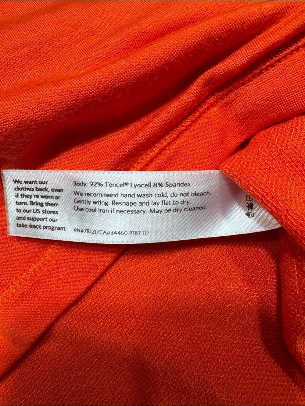 Eileen Fisher Tencel Stretch Ballet Neck Orange Tunic - Picture 5 of 6